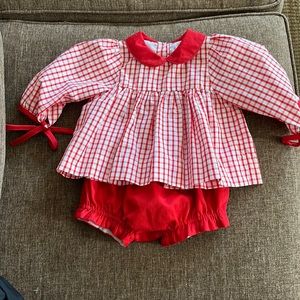The Smocking Place red and white matching set